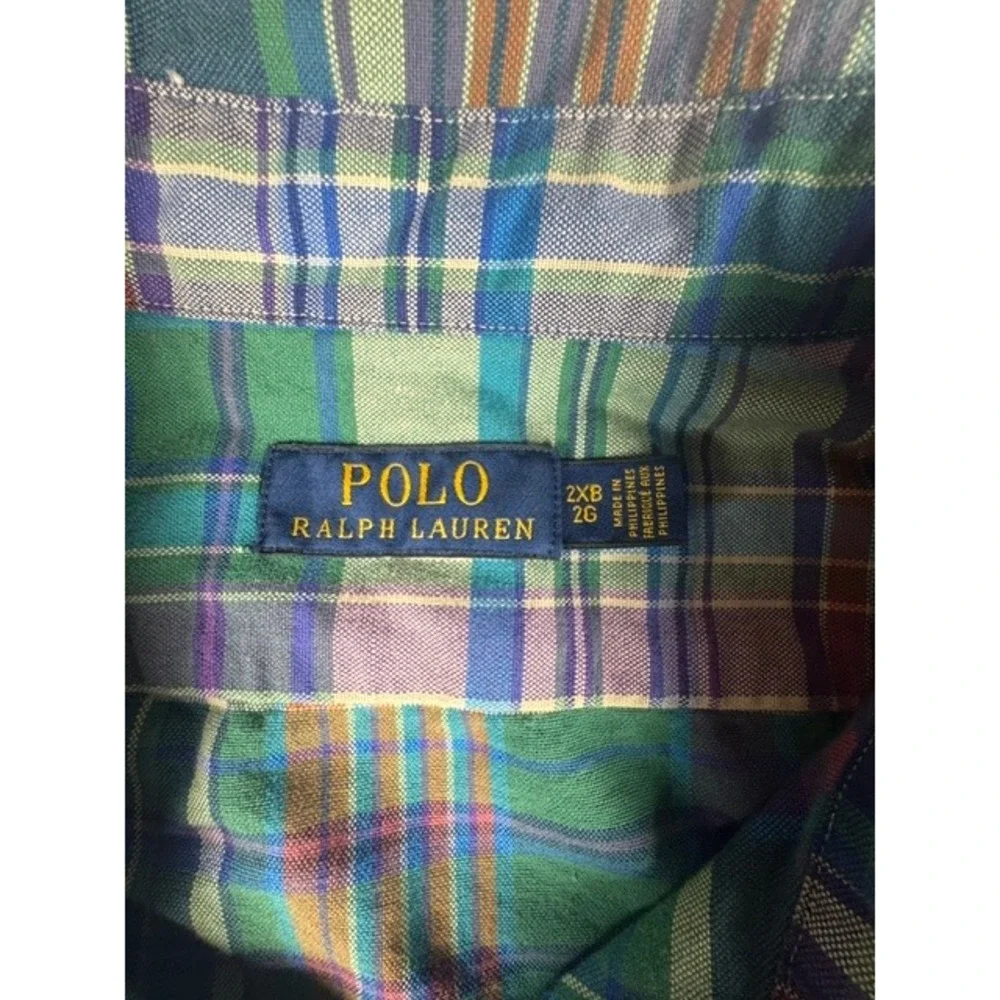 Polo Ralph Lauren Shirt Mens 2XB Multi Color Plaid Long Sleeve Cotton Big & Tall